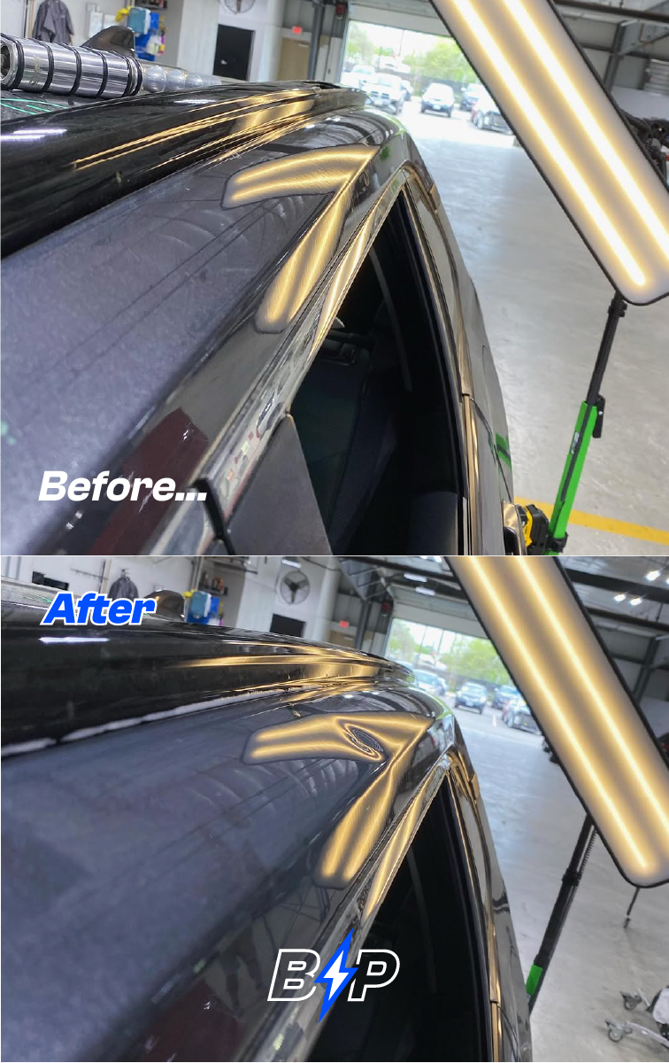 Close up of a repaired car